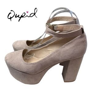 Qupid Nala Women's Closed Toe Platform Chunky Heel Suede Sandals 9